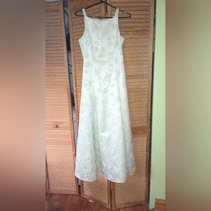 Floral Green and White Dress